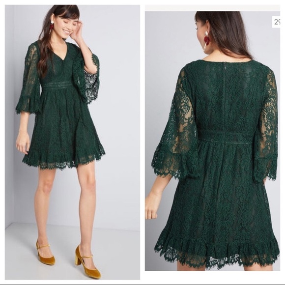 ModCloth Through The Bluebells Green Lace Dress - Picture 1 of 6